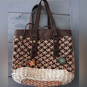 Lucky Brand Straw and Canvas Medium Tote